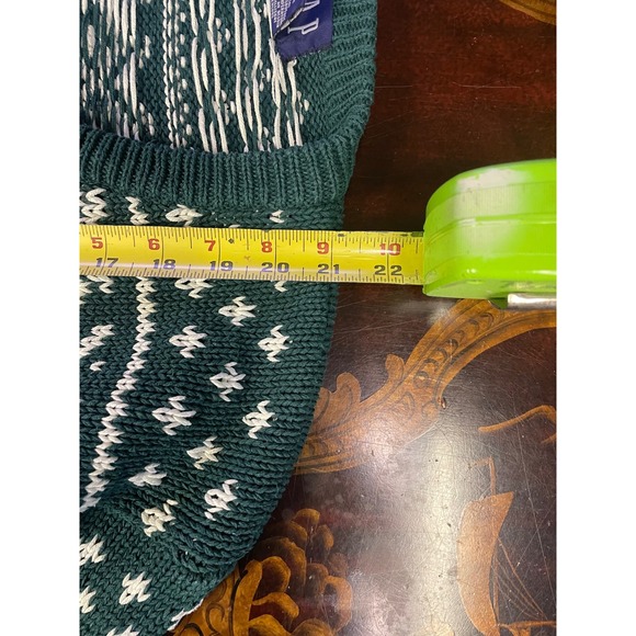 Vtg Gap Green White Fair Isle Cotton Crop Cardigan Sweater Preppy Heritage 90s L - Picture 9 of 9